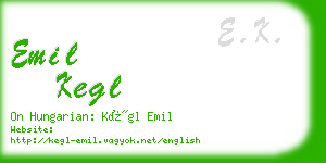 emil kegl business card